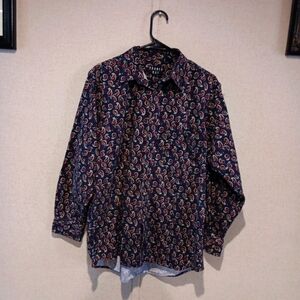 TRADER BAY Vintage 90s  Psychadelic Badana Patterned Heavy Cotton Buttonup SizeM